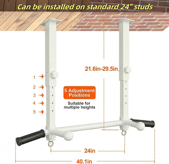 Ceiling Mount Pull Up Bar for Garage/Basement/Rafter - Heavy Duty 800LBS Adjustable Height Multi-Grip Chin Up Bar,Ceiling Joist/Beam