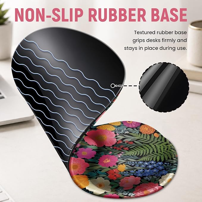 Ergonomic Mouse Pad with Wrist Rest, Gel Wrist Support, Butterfly | 10.2 x 7.6 in Mouse Pad with Smooth Fabric Surface and Non-Slip Rubber Base for Office, Home, Study, and Gaming
