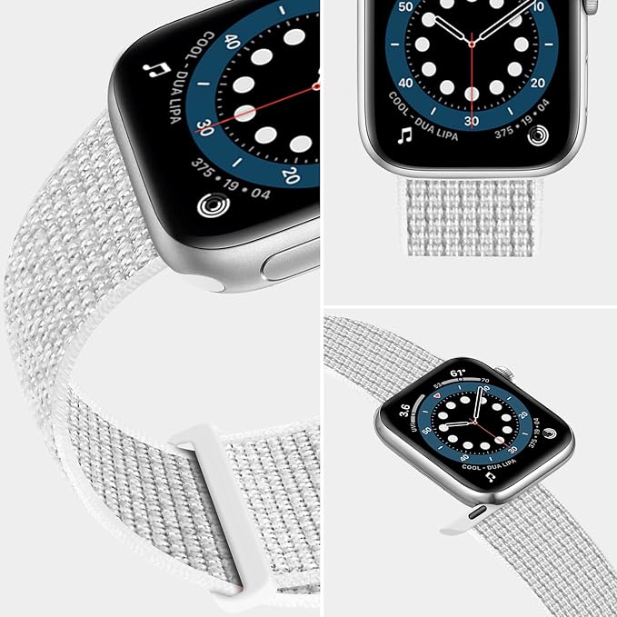 Sport Loop Band Compatible with Apple Watch Band 38mm 40mm 42mm 44mm iWatch Series 6 5 SE 4 3 2 1 Strap, Nylon Velcro Women Men Stretchy Elastic Braided Adjustable Wristband, 38mm 40mm Summit White | Braided Nylon Band for Apple Watch 38mm 40mm, Adjust...