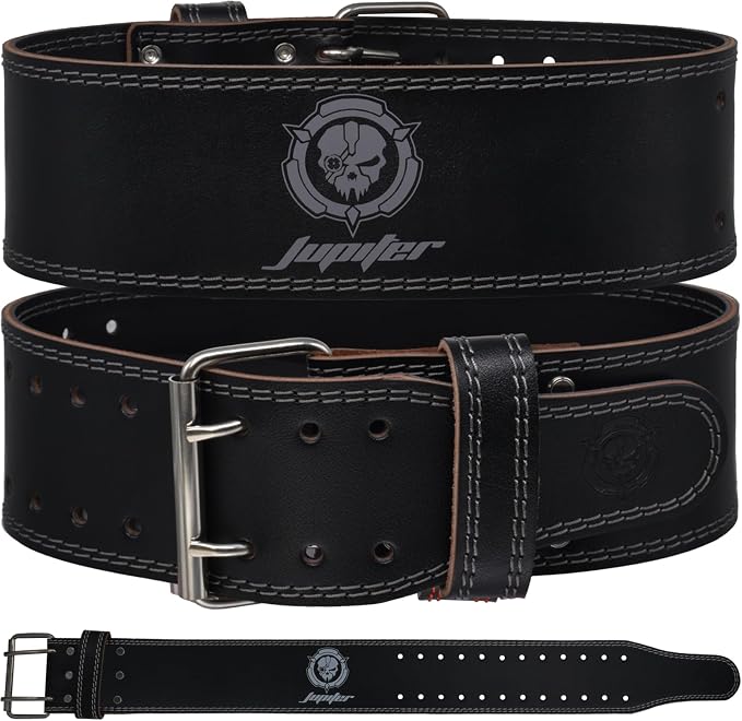 Weight lifting Belt (6mm Thick) - Genuine leather, offering back support. Double-pronged buckle, ideal for weightlifting, powerlifting, squats and deadlifts