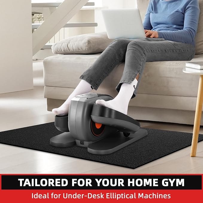 GymCope Treadmill Mat for Hardwood Floor Carpet 7'x3'/6'x3'/6'x2.5'/4'x2' | 6mm Thick Exercise Equipment Gym Mat, Compatible with Peloton Bike, Indoor Spin Bike, Elliptical