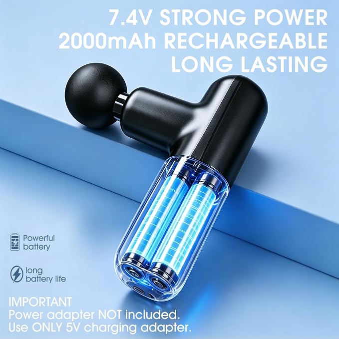 Mini Massage Gun, Powerful Yet Small Quiet Percussion Muscle Massager | Best Balance of Power and Size, Handheld but not Palm-size with Brushless Motor, 4 Interchangeable Heads, Type-C Rechargeable