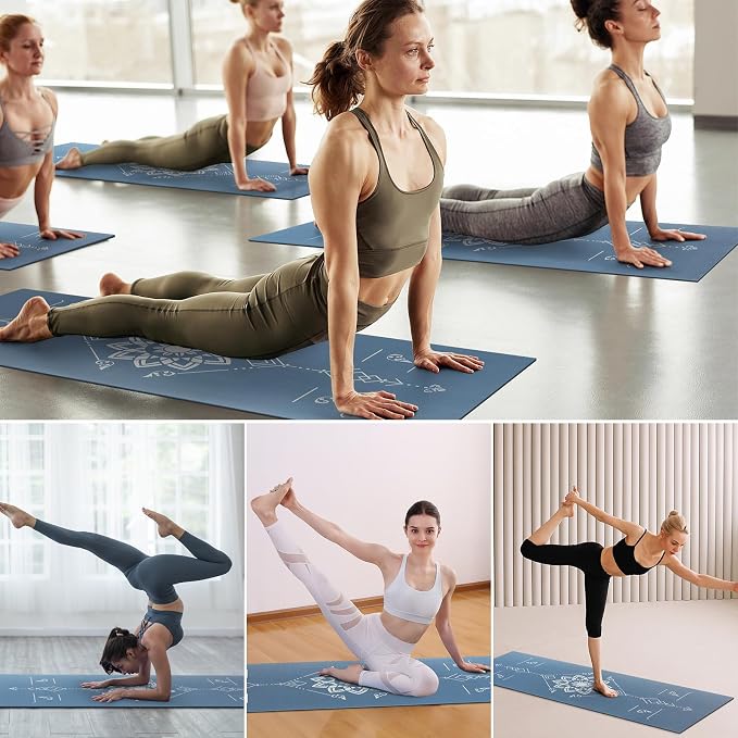 Avoalre Folding Yoga Mat, Eco-Friendly PVC Travel Yoga Mat Packable, Double Sided Non-Slip Printed Yoga Mats with Bag for Home Workout Gym Exercise Fitness Pilates Stretching (72" x 24" x 1/5" Thick)