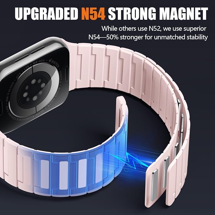 SNBLK Magnetic Watchband Compatible with Apple Watch for Men 44mm 45mm 46mm 49mm 42mm 41mm 40mm 38mm Women, Silicone Sport Strong Magnet Strap for iWatch Series 11 Ultra 3 Ultra 2 Se 10 9 8 7 6 5 4 1