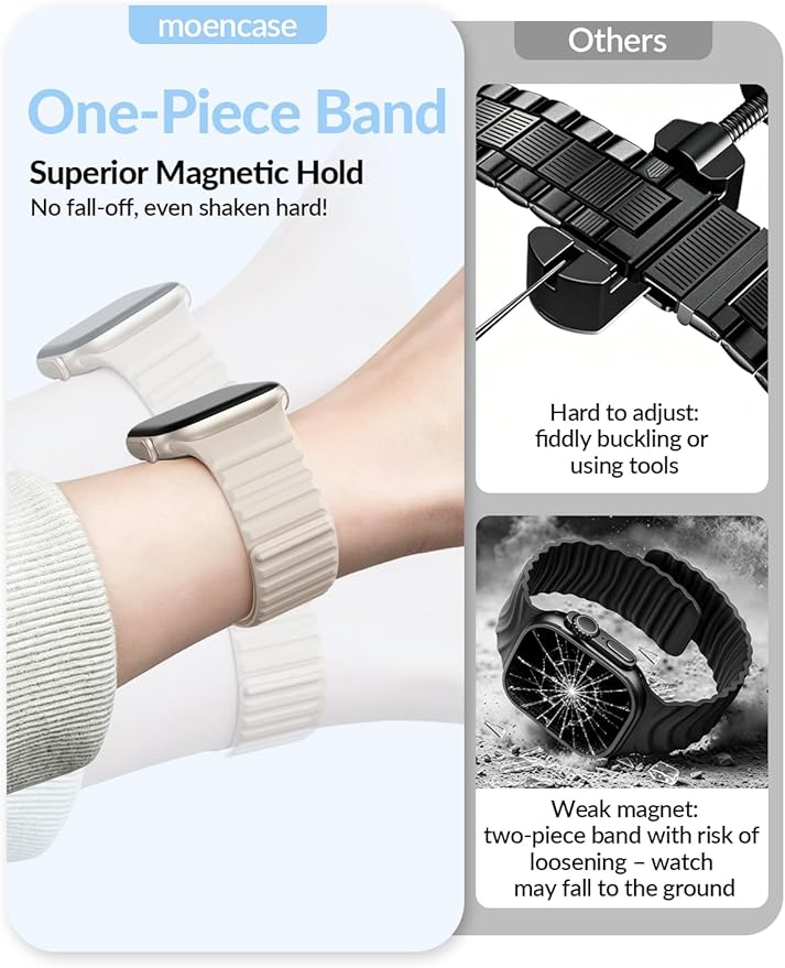 Patented Magnetic Silicone Sport Band for Apple Watch Bands for Women Men | Soft Silicone Solo Loop 40mm 38mm 41mm 44mm 45mm 42mm 49mm, Sport Strap for iWatch Series 11 10 9 8 7 6 5 4 3 2 1 SE Ultra