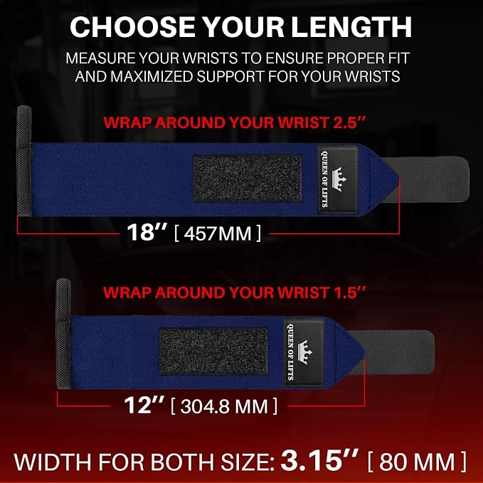 TECEUM Elastic Cotton Weightlifting Wrist Wraps with Thumb Loops, 1 Pair