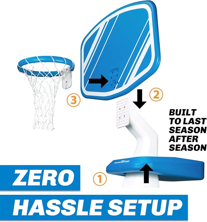 GoSports Splash Hoop PRO Pool Basketball Game – Modern Poolside Basketball Hoop with Backboard, Ball & Pump – Swimming Pool Basketball Hoop for Inground & Above Ground Pools