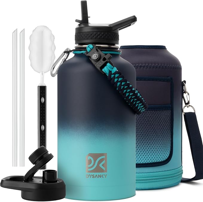 DYSANKY Insulated Water Bottle with Portable Carrier Bag for Outdoor 64 oz