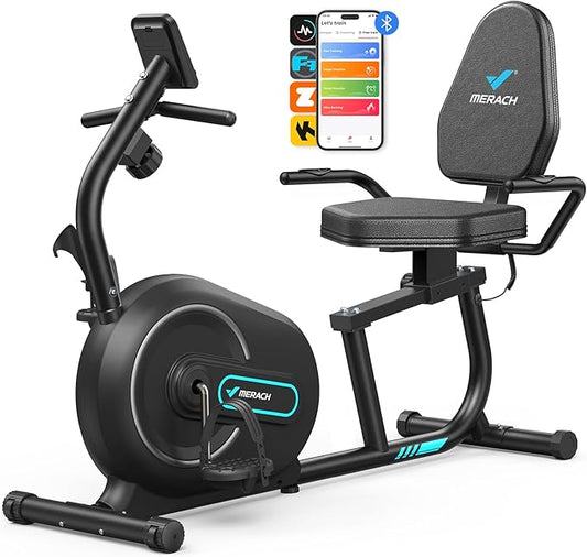 MERACH Recumbent Exercise Bikes for Home with Smart Bluetooth Equipment App | LCD, Heart Rate Handle Stationary Bikes for Home, Magnetic Recumbent Exercise Bike for Seniors Gym S08/S23