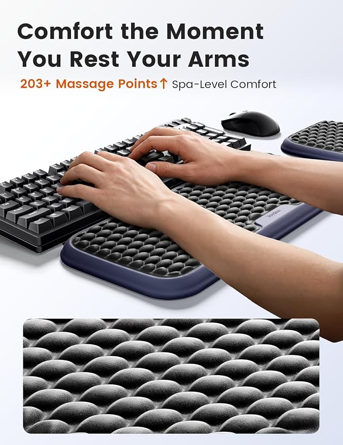Vaydeer Extra Large Wide Wrist Rest Set for Keyboard and Mouse, Computer Ergonomic Wrist Support, Armrest Elbow Pad Mouse Rest, Typing Pain Relief Soft Memory Foam Desk Cushion for Office Work Gaming
