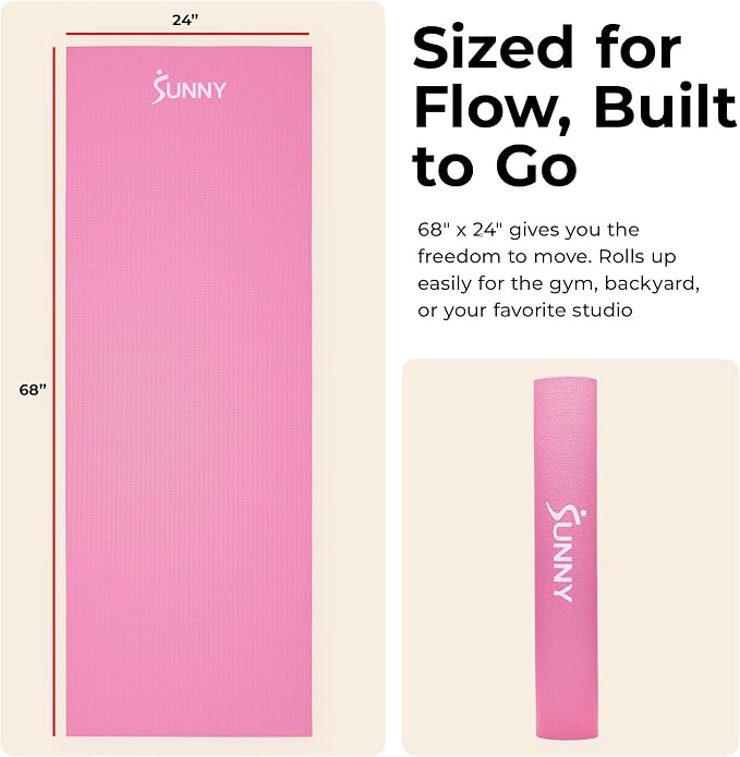 Sunny Health & Fitness Exercise Yoga Mats - Non-Slip Support for Home & Gym
