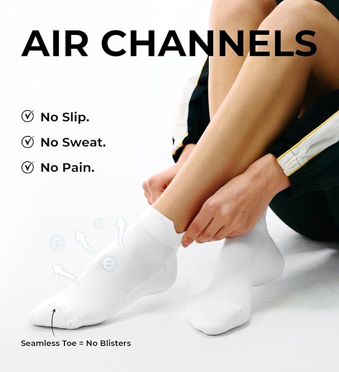 FITRELL Ankle Compression Socks for Women & Men - 5/6 Pairs Cushioned Arch Support Running Socks, Plantar Fasciitis Relief