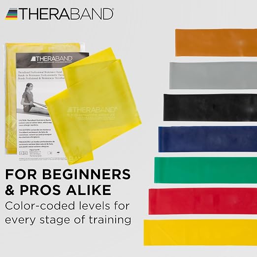 THERABAND Professional Latex Resistance, Exercise Band, Workout, 6', Yellow | Professional TheraBand elastic resistance for exercise, physical therapy and at-home workouts