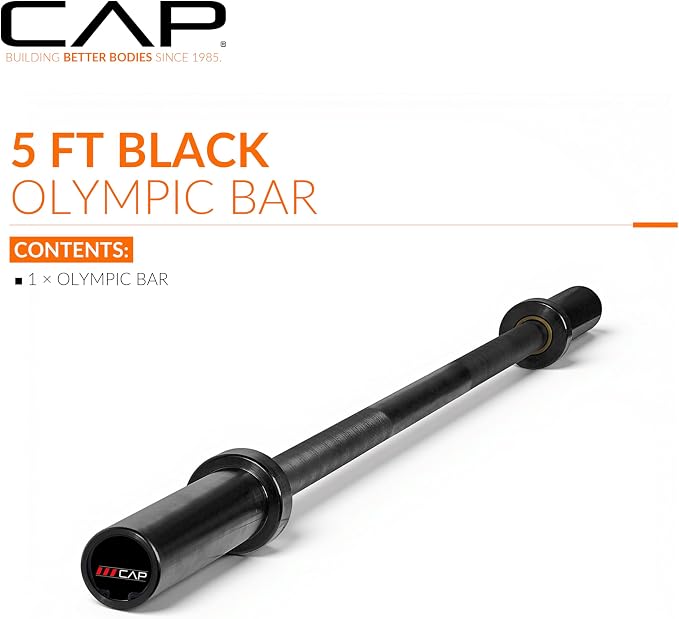 CAP Olympic Barbell - 5FT, 6FT, & 7FT Strength Training Weight Bars, Multiple Options