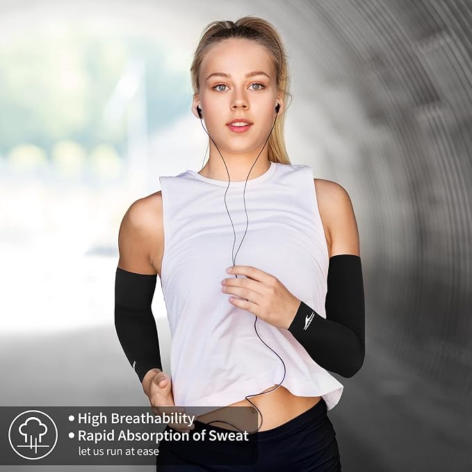 Achiou Volleyball Arm Sleeves for Women, Cooling Ice Silk Sun Sleeves Youth | Summer Ice Silk Compression Sleeves, UPF 50+ UV Protection, Perfect for Teen Girls & Women Outdoor Sports, Anti-slip Silicone