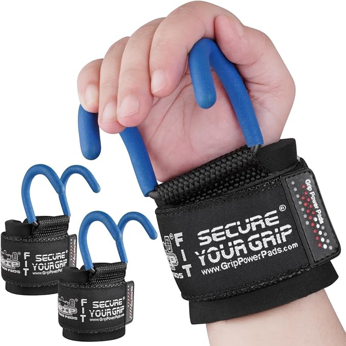 Weight Lifting Rod Hooks Heavy Duty Wrist Wraps Power Weight Lifting Training Gym Grips Straps Set of 2