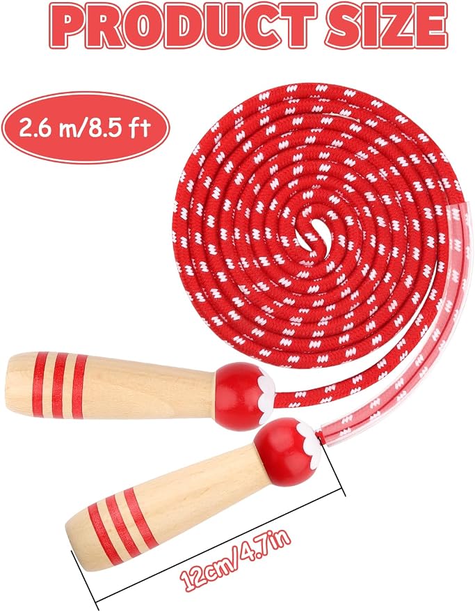 Jump Rope for Kids, Lorvain Adjustable Skipping Rope | Kids Jump Ropes with Wooden Handle for Girls Boys, Weighted Jumping Ropes for Fitness Workout Exercise Outdoor Fun Activity