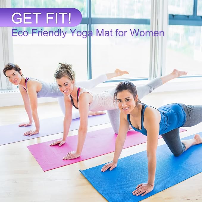 Funtery 3 mm Thin Yoga Mats Bulk, 68 x 24 Inches Lightweight PVC Exercise Mats Non Slip Workout Fitness Pads for Yoga Pilates Stretching Classes Gym Home Studio