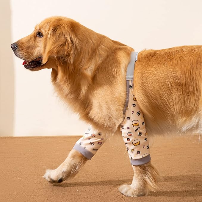HDKUW Dog Front Leg Braces Recovery Sleeve, Pet Knee Brace Wounds Protector for Medium Large Dog Yellow 2XL