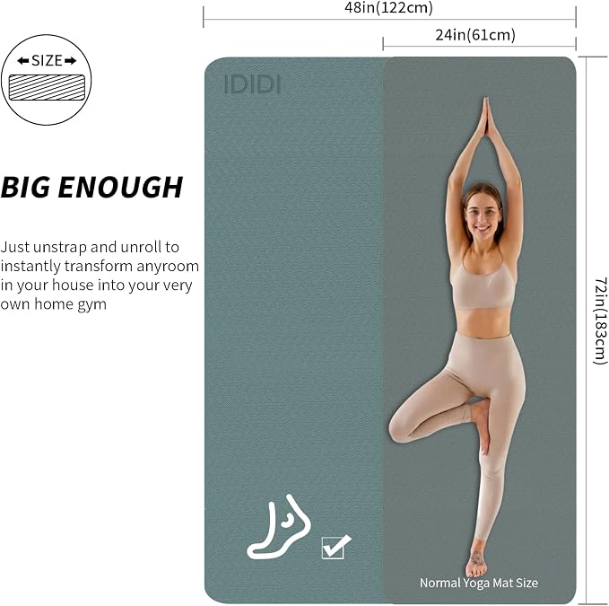 8mm & 10mm Thick Large Yoga Mat (6'x 4') - Extra Long and Wide Workout Mat for Men and Women, Non-Slip POE Fitness Mat, Eco-Friendly Exercise Mat for Home Workouts, Ideal for Yoga and Pilates