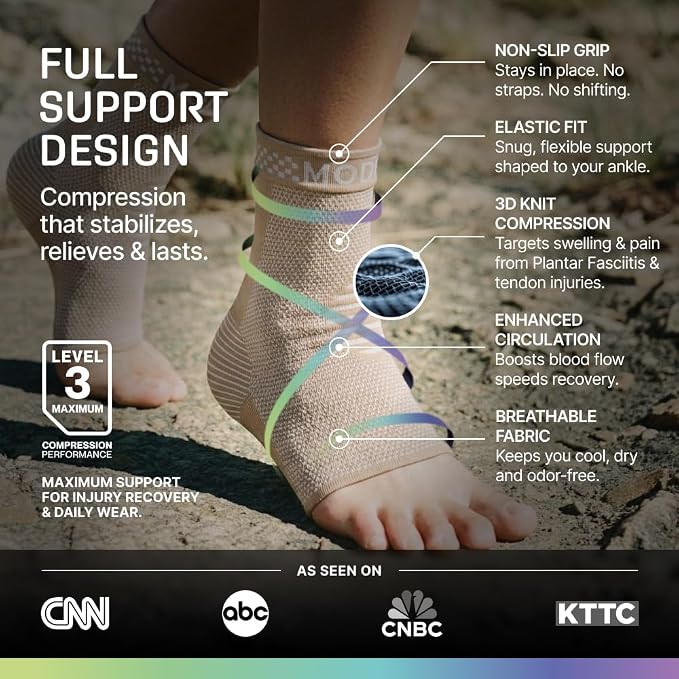 Modvel Foot & Ankle Brace Socks for Sprained Ankle Compression Sleeve - Foot Support for Women & Men - Tendonitis & Arthritis Ankle Brace Sports Running, Torn Ligaments & Women Stabilizing Ankle Wrap