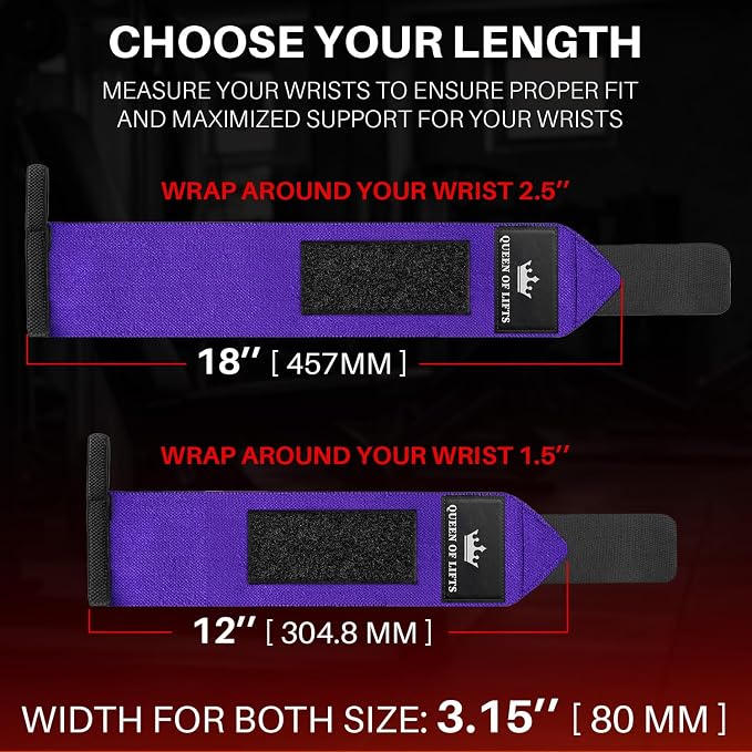 TECEUM Elastic Cotton Weightlifting Wrist Wraps with Thumb Loops, 1 Pair