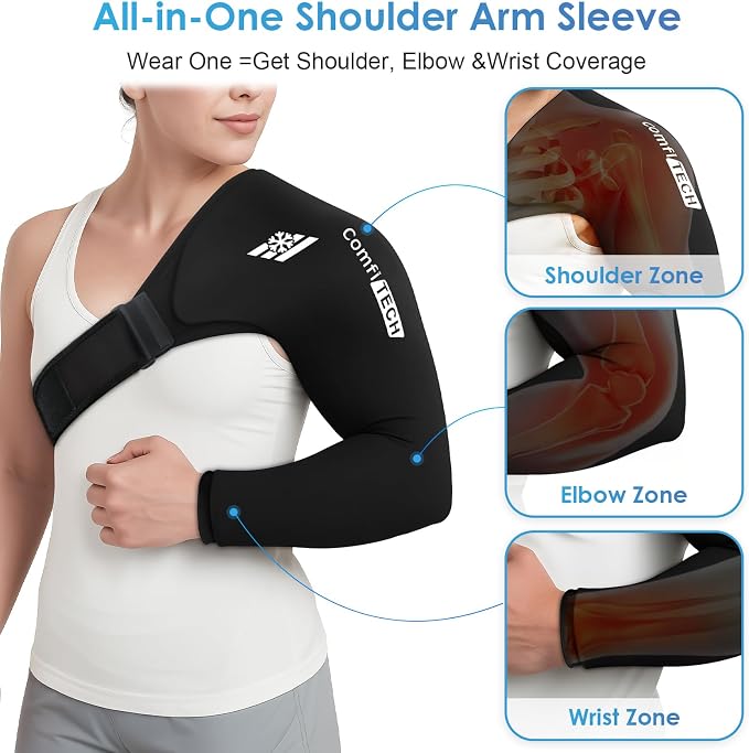 ComfiTECH Reusable Shoulder Arm Ice Pack Wrap for Pitcher & Recovery, S | Flexible Gel Ice Pack for Shoulder & Elbow & Arm Cooling, Adjustable Arm Cold Sleeve for Throwing Athletes & Muscle Comfort