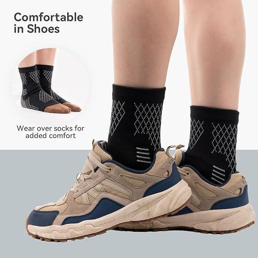 2 Pack Ankle Brace & Ankle Compression Sleeve for Women Men | Arch Support Socks, All-Day Wear, Achilles Tendonitis Brace for Plantar Fasciitis, Sprains, Foot Swelling Relief