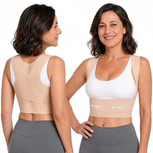 Fit Geno Invisilite Posture Corrector for Women Adjustable Upper Back Brace | Slim and Lightweight, It Stays Invisible Under Clothes, So You Can Wear It Comfortably Through Desk Work or Errands