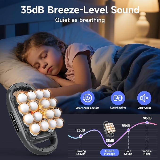 Back Massager Pain Relief,16 Head Massage Gun Deep Tissue,Percussion Massager with 9 Modes & 9 Intensities,Noise-Free,for Shoulders,Legs,Foot,Neck Massager,Massage Tool
