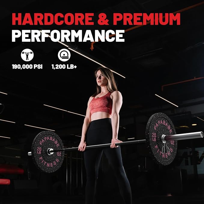PAPABABE 4ft/5ft/6ft/6.5ft Barbell 2" Short Barbell for Strength Training | 4ft/5ft/6ft/6.5ft Straight Barbell, Womens Olympic Bar with Moderate Knurling for Squats Curls Deadlifts, Weightlifting