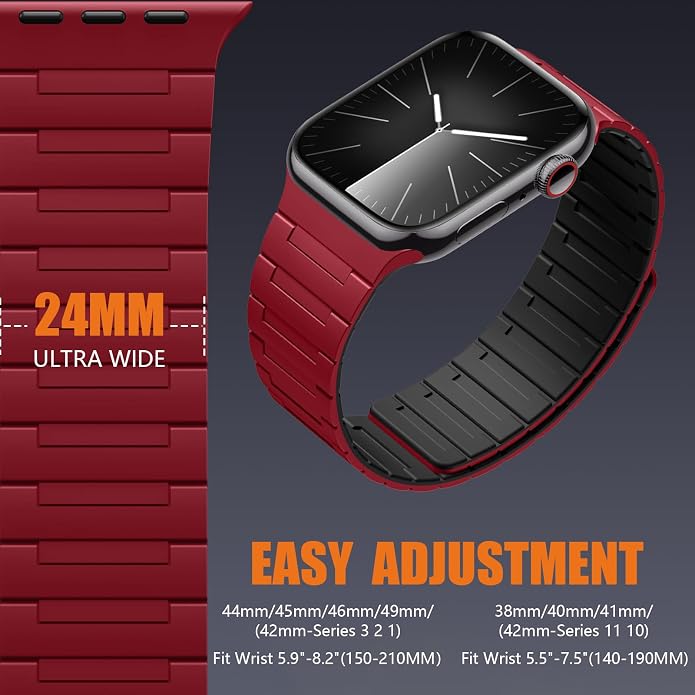 SNBLK Magnetic Watchband Compatible with Apple Watch for Men 44mm 45mm 46mm 49mm 42mm 41mm 40mm 38mm Women, Silicone Sport Strong Magnet Strap for iWatch Series 11 Ultra 3 Ultra 2 Se 10 9 8 7 6 5 4 1