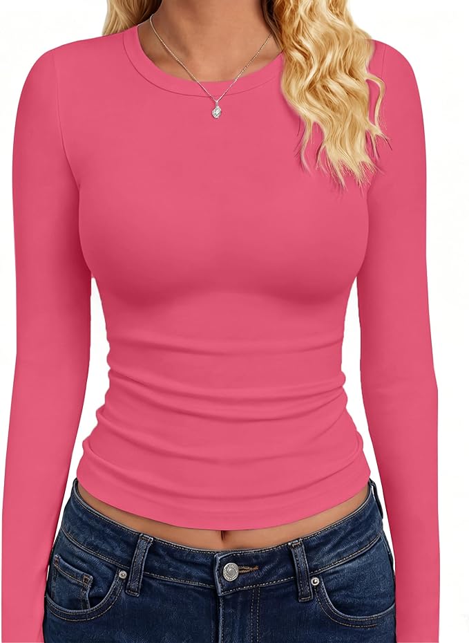 GAYHAY Long Sleeve Shirts for Women Tops Fitted Clothes Fall Fashion 2026 | Basic Tees, Girls School Outfits, Y2k Winter Tshirt, Tight Underscrub, Workout Casual, Cute Trendy Plain Compression Layering