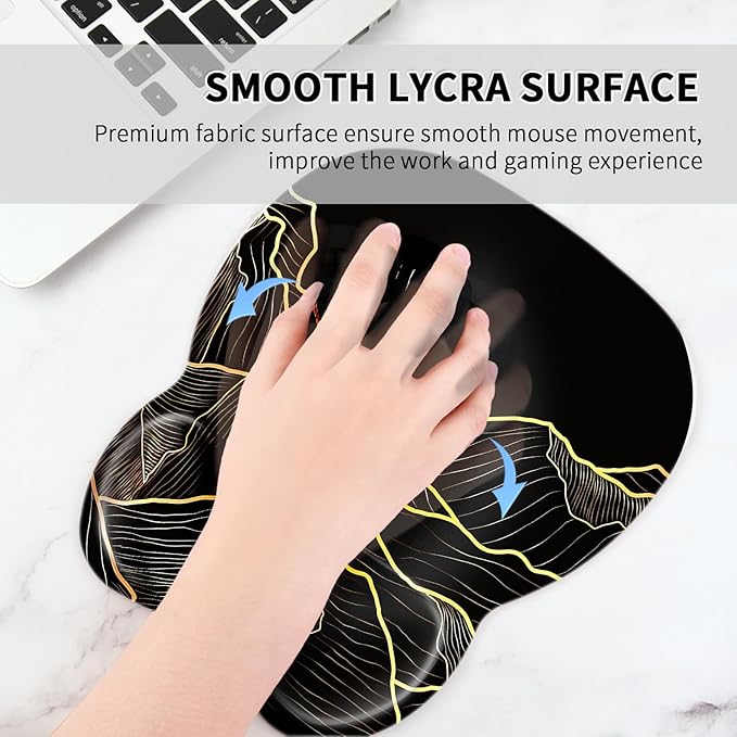 EooCoo Ergonomic Mouse Pad with Wrist Rest, Memory Foam Support Mousepad | Non-Slip Base for Computer, Cafe, Home & Office, 9.64 x 8.26 in Office Desk Accessories, Carpal Tunnel Relief