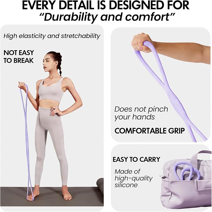 Figure 8 Resistance Band, Figure 8 Resistance Bands for Women Men,Resistance Band Figure for Working Out, Non-Slip Handles, Home Gym, Yoga & Physical Therapy