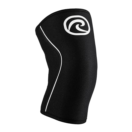 Rehband Rx Knee Sleeve Power Max, 1 piece, knee support 7mm neoprene, strongman, heavy lifting, longest knee sleeve, Colour:Black, Size:L