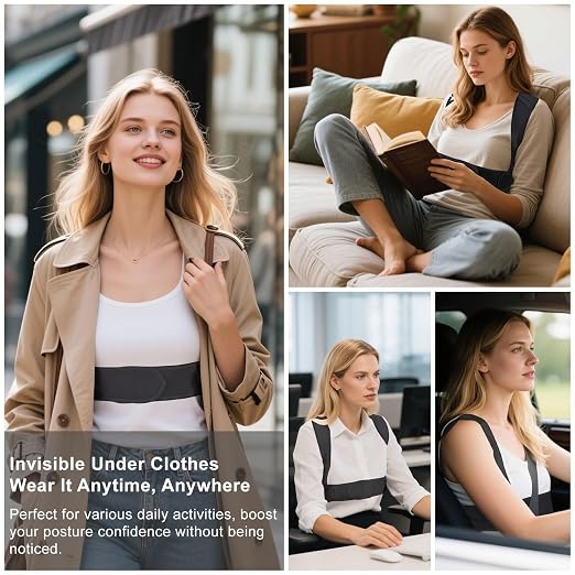Posture Corrector for Women Back Straightener Hunchback Correction | Invisible, Breathable, Lightweight, Strong Support, Upper Back Brace for Neck, Shoulder, Back Pain Relief (S/M)