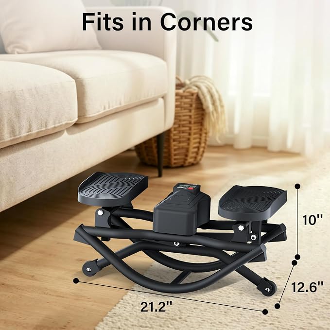Rock Stepper for Exercise at Home, Low-Impact Side to Side Rocking Stair Stepper with Resistance Bands, Full Body Home Fitness Workout Equipment, 330LBS Weight Capacity