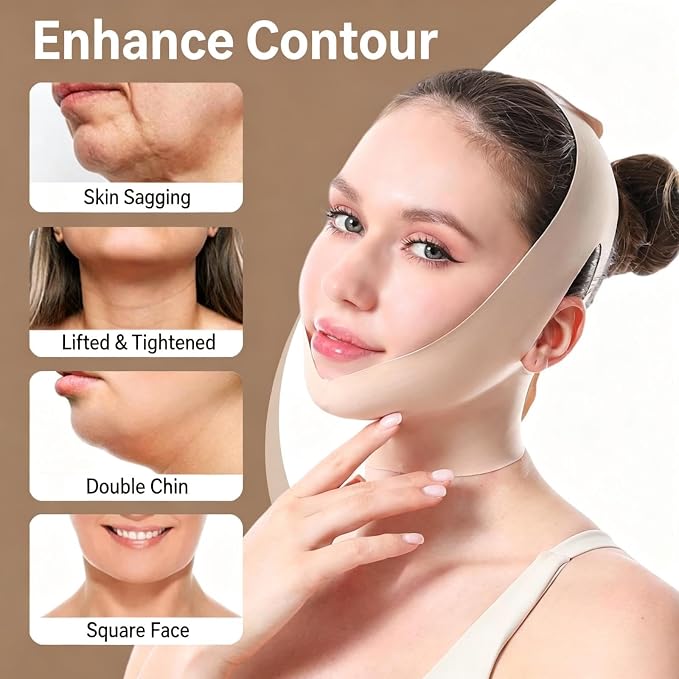 Chin Strap for Sleeping,V Line Face Lift Belt Sleep Wearable,Double Chin Remover Jawline Sculptor,Anti Sagging Facial Contouring
