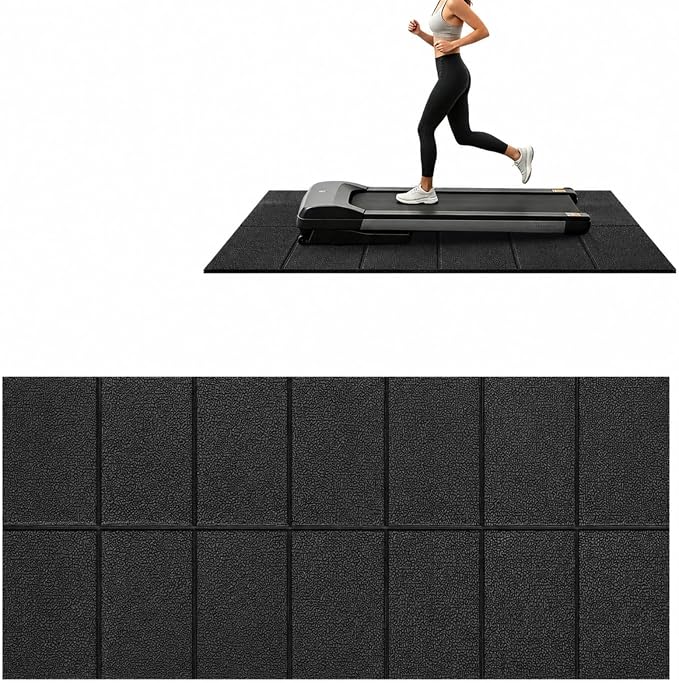 Treadmill Mat 55"x25", WERCHO Foldable Walking Pad Mat for Carpet Hardwood Floors 6mm Heavy-Duty Exercise Equipment Mat for Treadmil Pad,Spin Bike, Elliptical Trainer, Home, Gym