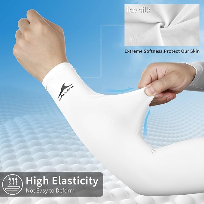 Achiou Volleyball Arm Sleeves for Women, Cooling Ice Silk Sun Sleeves Youth | Summer Ice Silk Compression Sleeves, UPF 50+ UV Protection, Perfect for Teen Girls & Women Outdoor Sports, Anti-slip Silicone