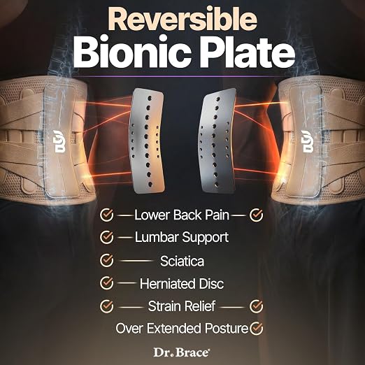 DR. BRACE® Lower Back Brace for Men & Women for Lower Back Pain Relief, Revolutionary Versatile Splints System & Removable Lumbar Pad, Adjustable & Breathable Back Support Brace