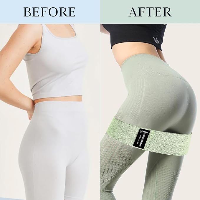 HIMESPORNER Wide Fabric Resistance Bands for Working Out 3 Level | Non-Slip Exercise Booty Bands for Women Men Leg Glutes with Hair Ties and Tape Measure - for Home Gym Workout, Yoga, Pilates
