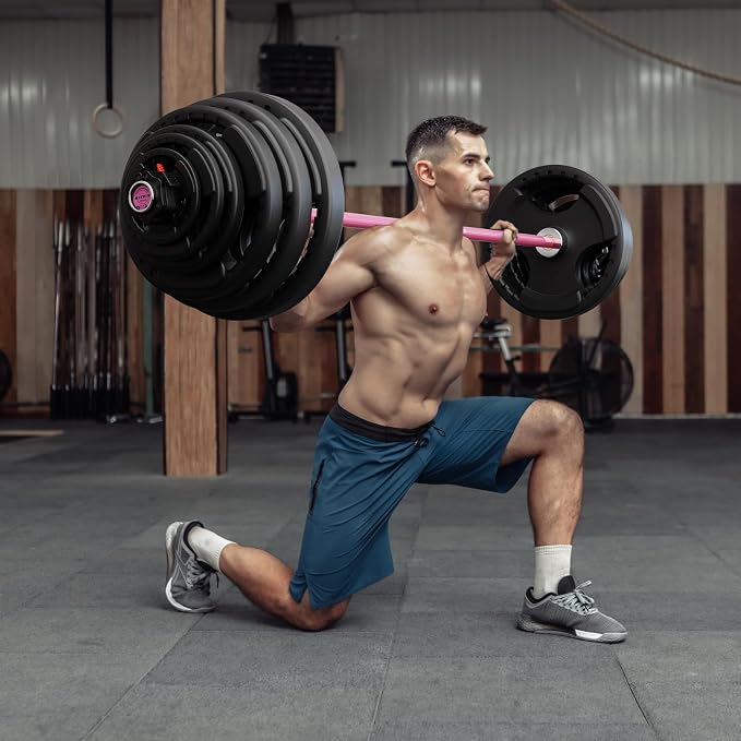 RitFit Barbell Weight Set - 4/6FT Olympic Barbell with Weight Plates (55-115LB Total) - Weightlifting Equipment for Squats, Curls, Deadlifts, Presses, Hip Thrusts