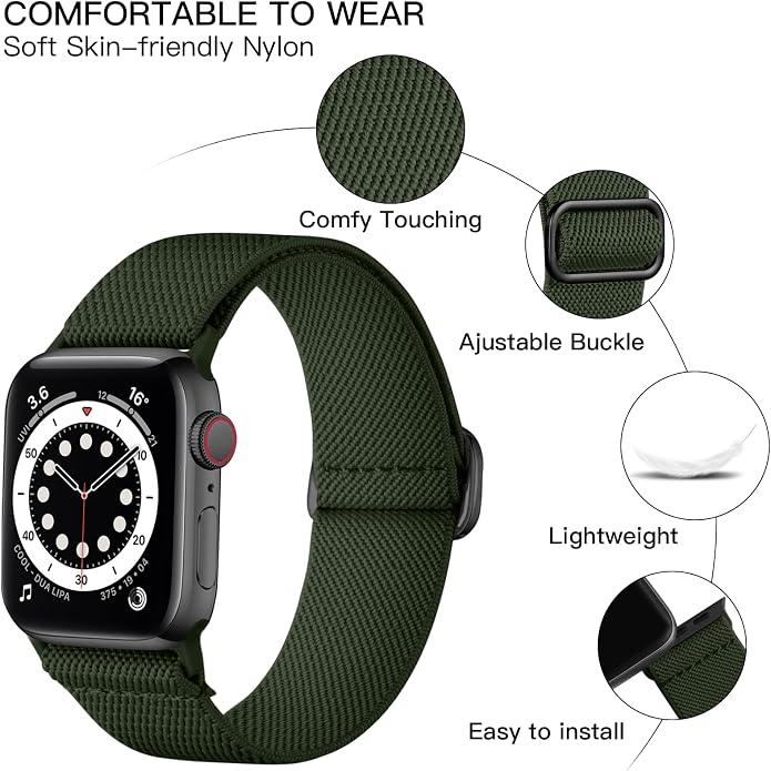 Lerobo Braided Band Compatible with Apple Watch Series 11 10 9 8 7 46mm 45mm 41mm Ultra SE 3 2 1 49mm Series 6 5 4 3 44mm 40mm 38mm 42mm Men iWatch Bands Women Stretchy Nylon Solo Loop Sport Strap
