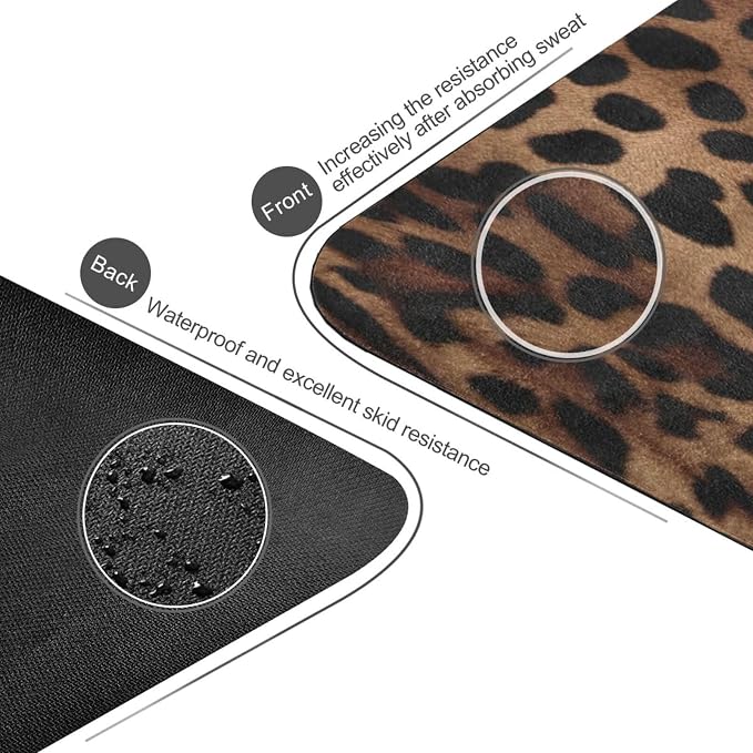 Leopard Print Yoga Mat Non Slip Natural Rubber Fitness Exercise Mat for Home Workout Gym Stretching Pilates Mats with Carrying Bag 71" x 26"