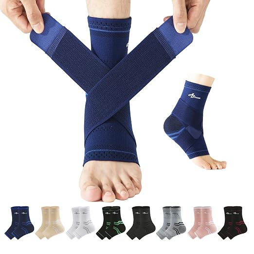 ABIRAM Ankle Brace for Men & Women - Adjustable Compression Sleeve with Wrap, Stability Support & Relief for Sprained Ankle, Plantar Fasciitis & Achilles Tendonitis - Breathable Running & Sports Gear