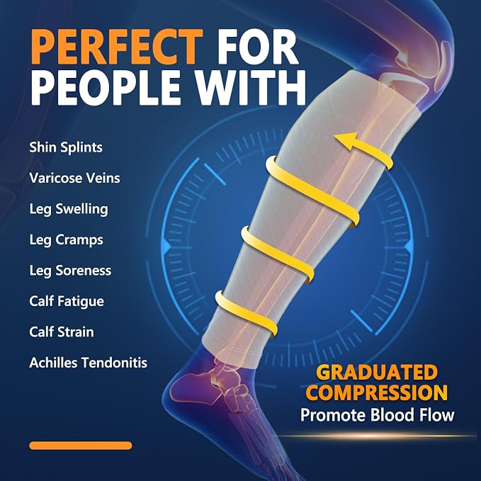 CTHH Calf Compression Sleeve for Men & Women Footless Compression Socks | 3 Pairs Graduated Compression Leg Sleeve Support for Shin Splints Pain Relief Running Flying Cycling Fitness Nurse