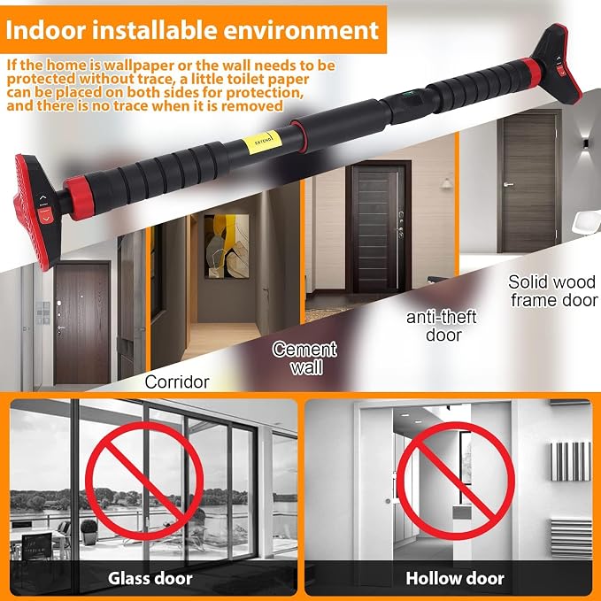 Garvee Pull Up Bar for Doorway,Adjustable Chin Up Bar for with Level Meter | 440 LBS Max Load,No Screws Needed