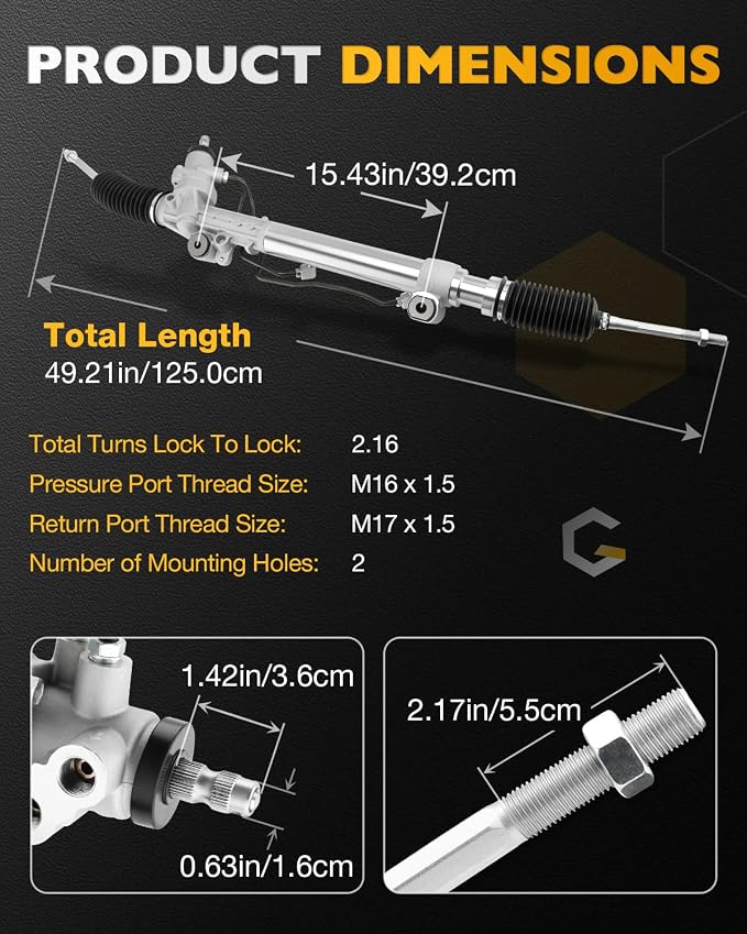 Hydraulic Power Steering Rack and Pinion, Fit for 2003-2009 Toyota 4Runner | 4.0 4.7 L, FJ Cruiser 4.0L, Lexus GX470 4.7L, Rack & Pinion Steering System, OE#26-2624 4550339235 4550339265